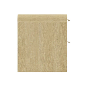 English Elm Grace 28" Nightstand Oak & Gold — Modern MDF Bedside Table with 2 Soft-Close Drawers, Glam Handles B365P398190