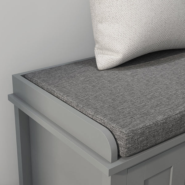 English Elm HOMCOM Entryway Shoe Bench with Cushion and Sliding Doors, 10-Pair Storage, Adjustable Shelves W2225P173924