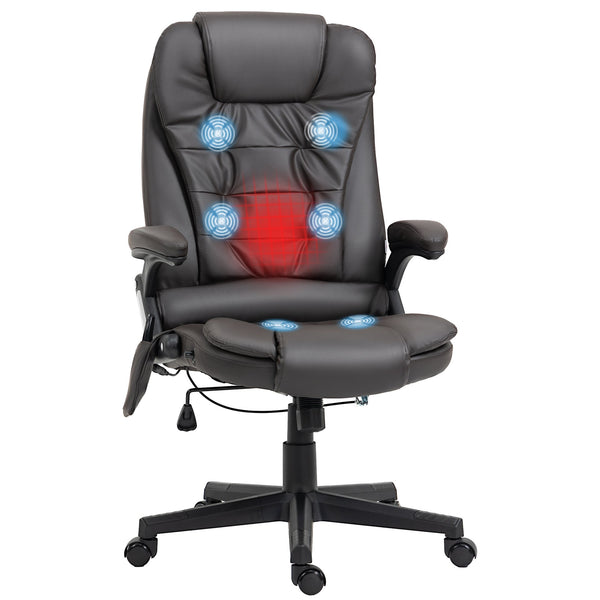 English Elm Homcom High Back Massage Office Chair With 6 Vibration Points & Heated Recline For Comfort & Support W2225P217504