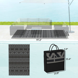 English Elm Geometric Reversible Outdoor Rug Uv Resistant Polypropylene Flatweave with Carry Bag T3971P421262