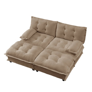 English Elm 77" Chenille Modular Cloud Sofa Plush Deep Seat Sectional with Ottomans for Living Room Light Coffee W714S01693