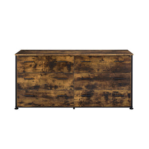 English Elm Rustic Oak and Black 6-Drawer Dresser with Smooth Metal Glides, Double-Row Storage & Industrial Charm B062P209035