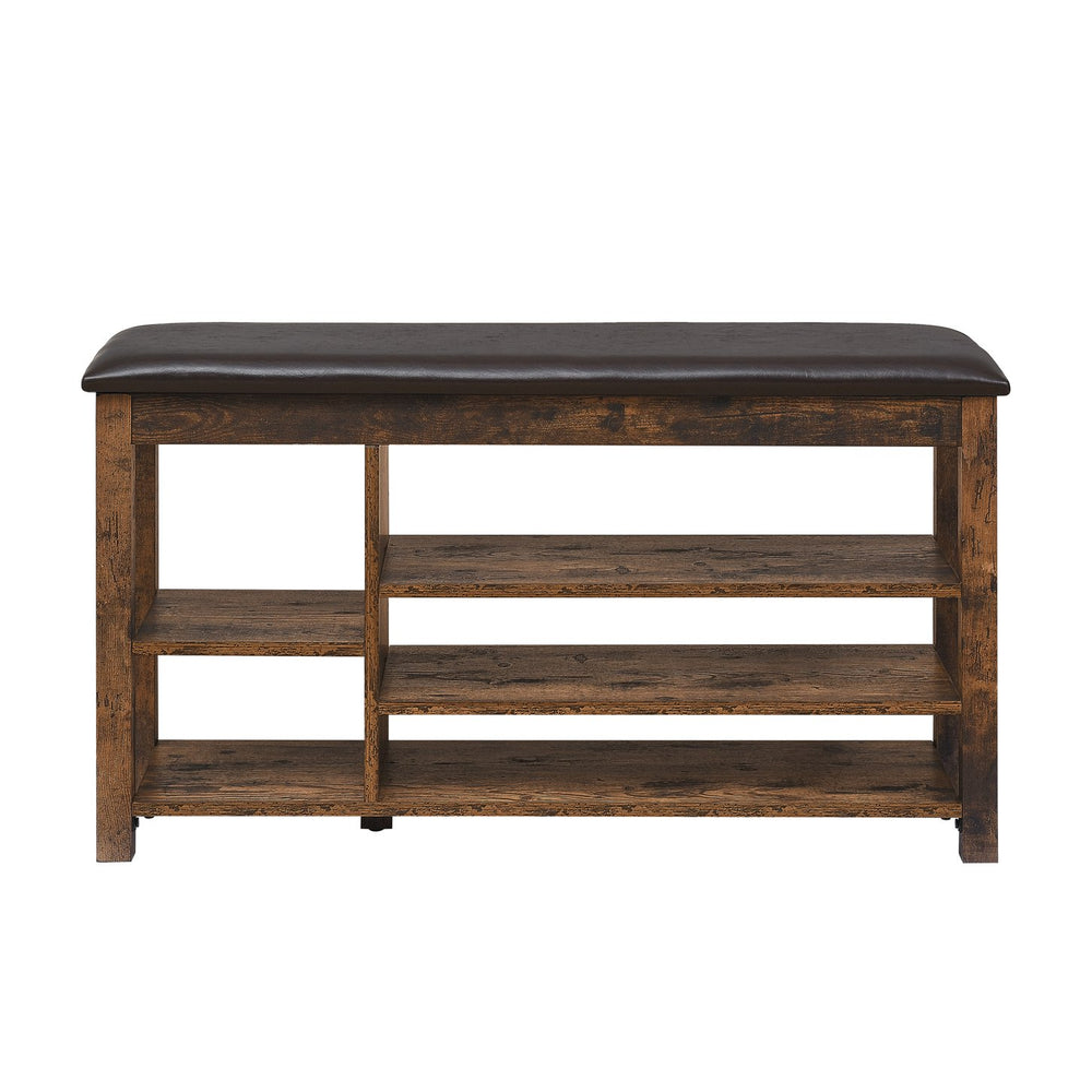 English Elm A Height-Adjustable Shoe Changing Bench With Vintage Charcoal-Grained Wood, Storage & Comfort W487P289971