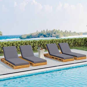 English Elm Christopher Knight Home® - Lounge Chaise Set - Durable Acacia Wood With Plush Triple-Fold Cushion For Ultimate Outdoor Relaxation N770P272405T_N770P208326G