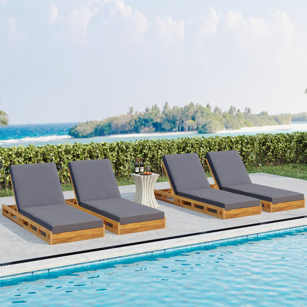 English Elm Christopher Knight Home® - Lounge Chaise Set - Durable Acacia Wood With Plush Triple-Fold Cushion For Ultimate Outdoor Relaxation N770P272405T_N770P208326G