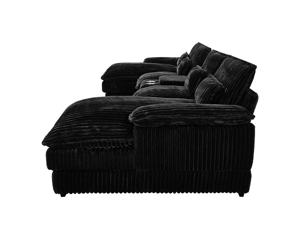 English Elm 120-inch Modular U-shaped Sectional Wool Sofa with Console Usb Ports Seats Six W2564S00024