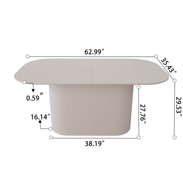 English Elm 63" Cream Mdf Dining Table With 6 Pu Armless Chairs - Modern Elegance For Home & Kitchen Dining W2189S00674