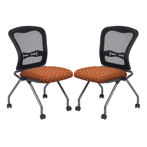 OSP Home Furnishings Soft-flex Pro-line Ii Ergonomic Folding Chair with Mesh Back and Lumbar Support Marigold 84220-K111