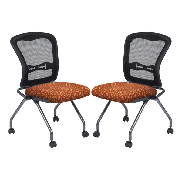 OSP Home Furnishings Soft-flex Pro-line Ii Ergonomic Folding Chair with Mesh Back and Lumbar Support Marigold 84220-K111