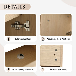 English Elm 48" Freestanding Bathroom Vanity Plywood Cabinet Dune Oak Soft-close Doors Modern W999P392901