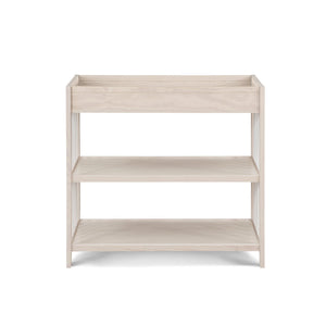 English Elm Pixie Mid-century Nursery Changing Table with Spindle Sides and Open Storage Shelves Natural+White B022P204852