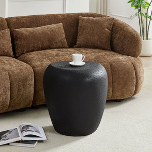 English Elm 19.29 Inch Fiberglass Stacked Stone Side Table Sculpted Organic Form for Living Room Black W2582P427033