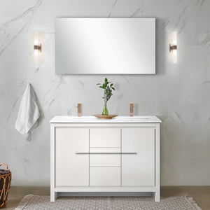 English Elm White Double Bath Vanity Set With Cultured Marble Top, Rose Gold Faucet & 43" Mirror For Elegance B2731S01720-GIGA