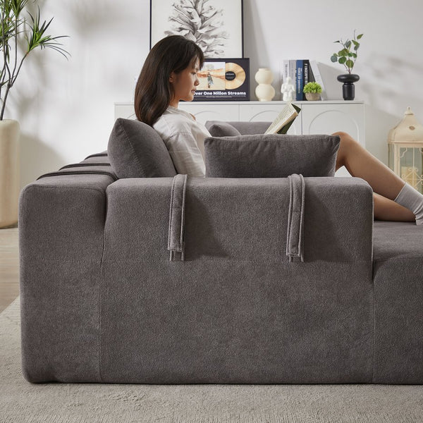 English Elm Modern Chenille Sectional Sofa Set - 108" L Shaped Modular Couch With 6 Pillows For Stylish Comfort W834P240001