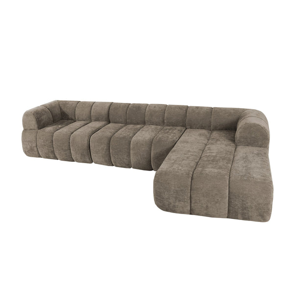 English Elm 122" Low Profile L-shaped Sectional with Chaise High Density Foam Modern Living Room N767P408805S