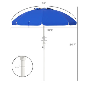English Elm Outsunny 5.7' Portable Beach Umbrella With Uv40+ Protection, Adjustable Height & Built-In Cup Holders W2225P200535-GIGA