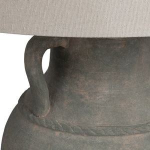 Crestview Collection 29.25"H Ceramic Table Lamp - Stylish Amphora Design With Textured Matte Green Finish & Beige Shade   Cvap3239