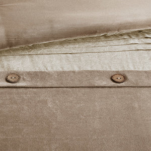 JLA Home Madison Park - 7 Plush Faux Suede Comforter Set with Earthy Textured Print, Decorative Pillows, Rustic Lodge Style 92 L x 104 W x 1.5H MP10-6435