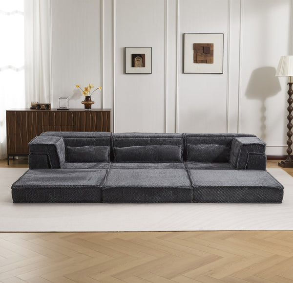 English Elm Compression Oversized Boneless Modular Sofa Bed - Versatile, No Assembly, Memory Foam Comfort In Dark Grey W3723S00021