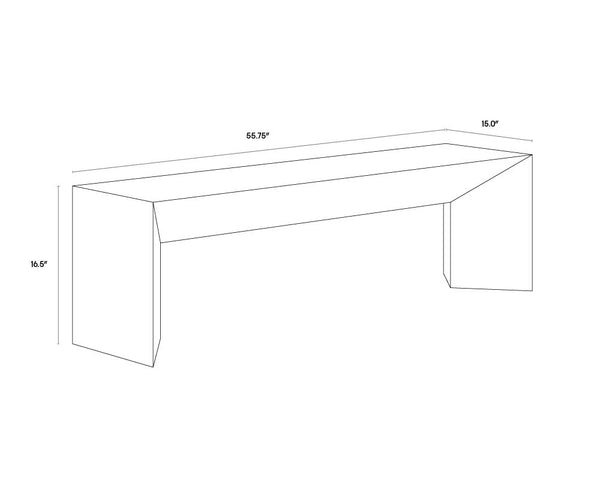 Sunpan Nomad Bench - Elegant Concrete Design with Unique Textures for Indoor and Outdoor Spaces, 55.75"W Grey