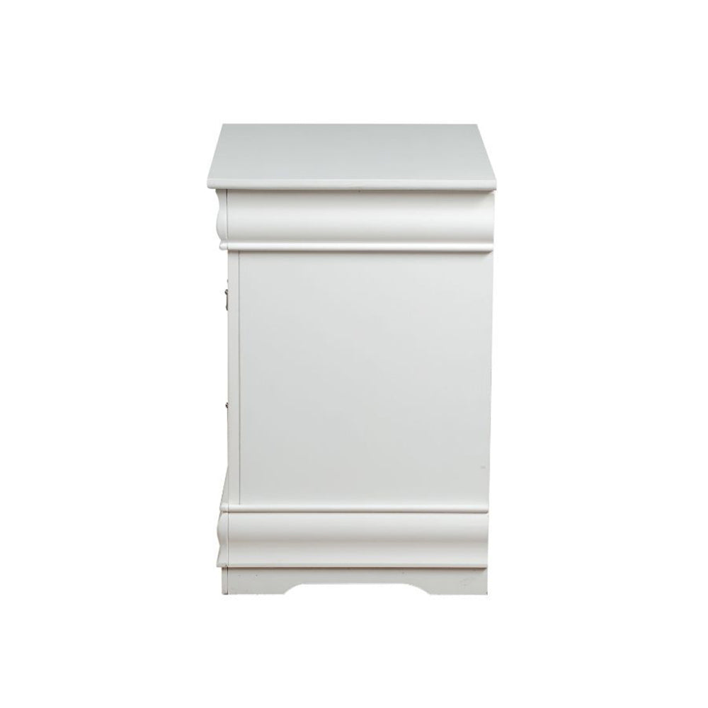English Elm Solid Pine Nightstand with 2 Drawers and Brushed Nickel Hardware — Spacious Contemporary Storage Solution White B016P253276