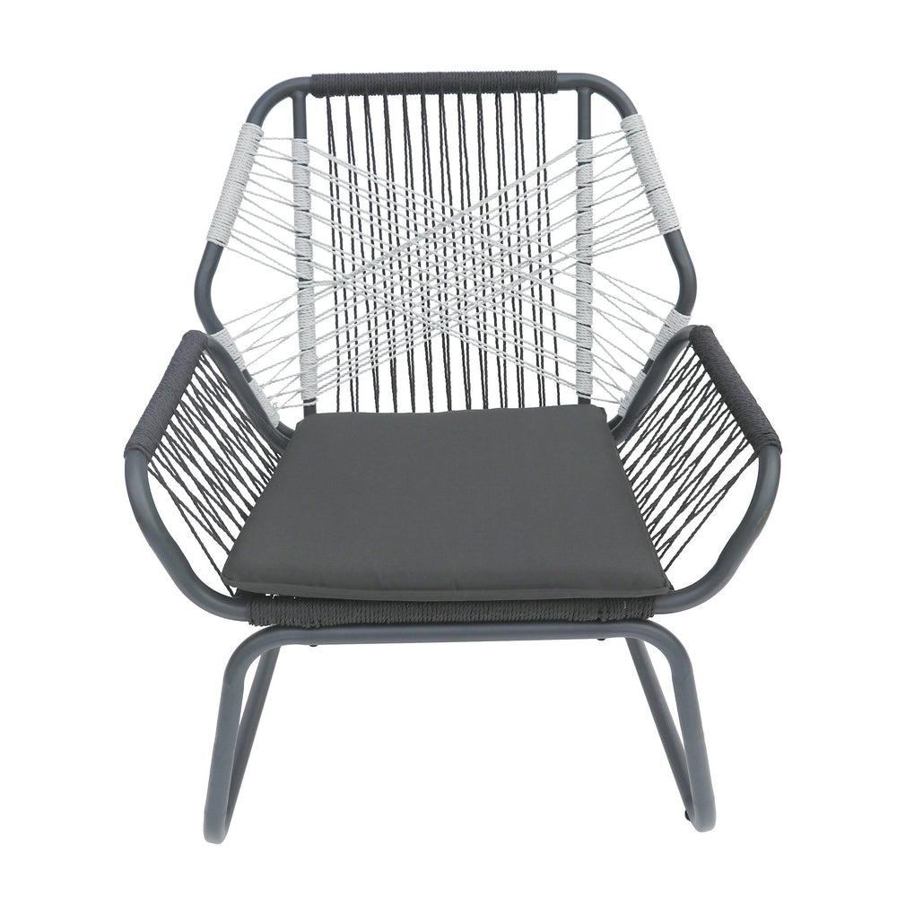English Elm Christopher Knight Home® - IDAHO Woven Rope Club Chair Set of 2 – Gray Steel Frame, Water-Resistant Polyester Cushions, Stylish Patio Seating (2-Pack) 62330.00CGRY