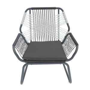 English Elm Christopher Knight Home® - IDAHO Woven Rope Club Chair Set of 2 – Gray Steel Frame, Water-Resistant Polyester Cushions, Stylish Patio Seating (2-Pack) 62330.00CGRY