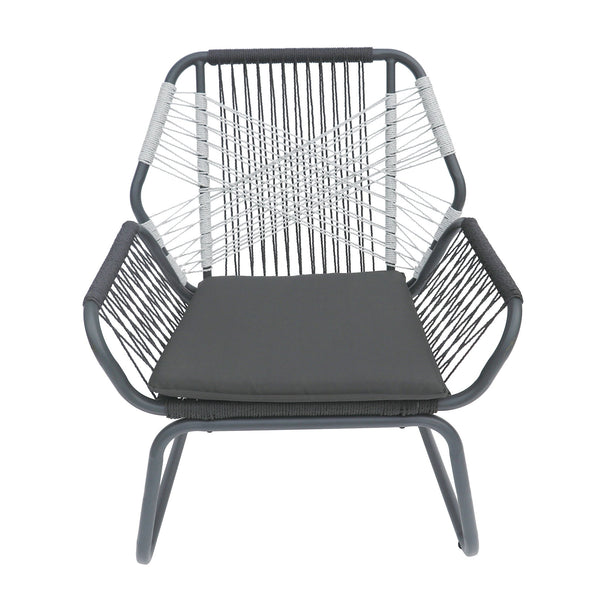English Elm Christopher Knight Home® - IDAHO Woven Rope Club Chair Set of 2 – Gray Steel Frame, Water-Resistant Polyester Cushions, Stylish Patio Seating (2-Pack) 62330.00CGRY