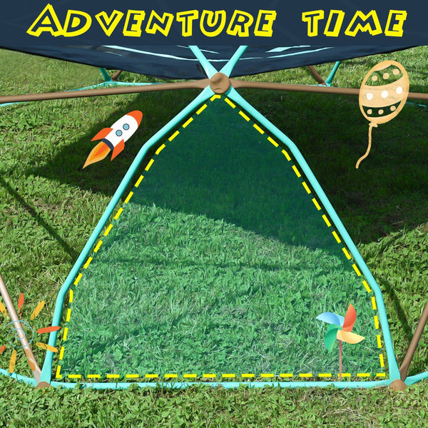 English Elm 12ft Steel Geodesic Climbing Dome with Hammock for Kids Outdoor Backyard Play N710P437090E