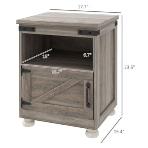 English Elm Homcom Farmhouse Small Side Table With Open Shelf & Cupboard, Stylish Gray End Table For Living Room W2225P229444