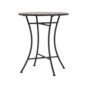 English Elm Christopher Knight Home® - Lambert Outdoor Chat Set Black & Red - Ornate Water-Shedding Ceramic Tile Seats, Iron Frame Patio Elegance N775P215527B