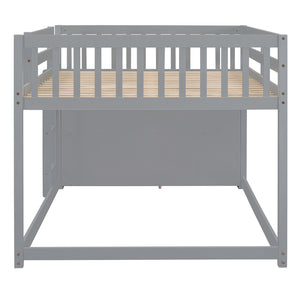 English Elm Full Over Bunk Bed with Four Drawers Three Shelves Pine and Mdf Kids Frame Gray LT000267AAE-1
