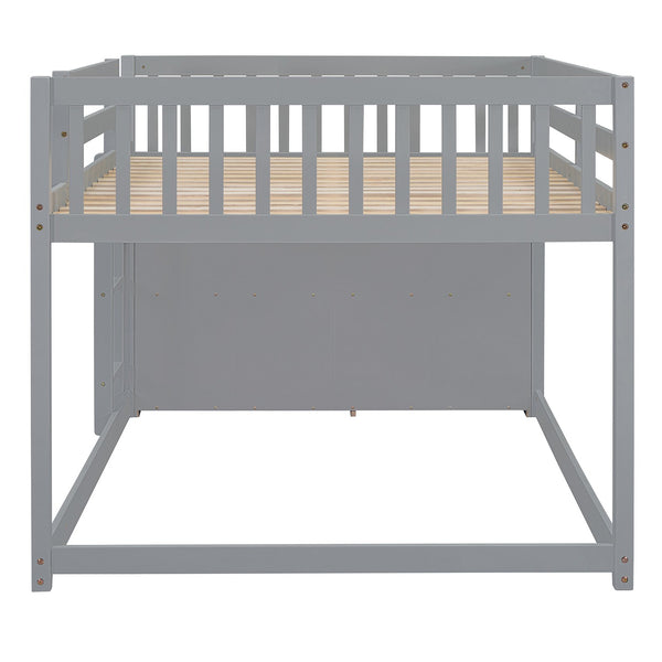 English Elm Full Over Bunk Bed with Four Drawers Three Shelves Pine and Mdf Kids Frame Gray LT000267AAE-1