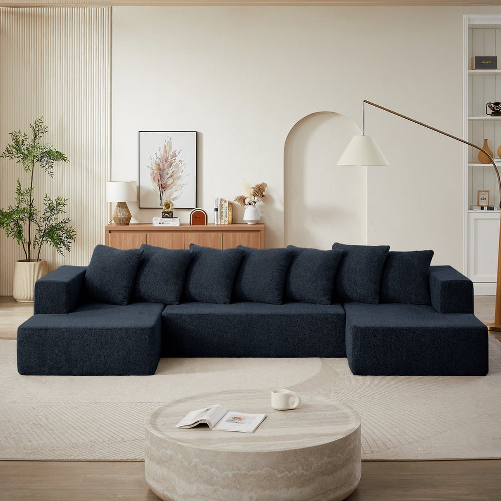 English Elm Chenille U-Shaped Modular Sectional Sofa Set – Luxurious Cloud Couch For Modern Living Spaces & Comfort W2339S00014