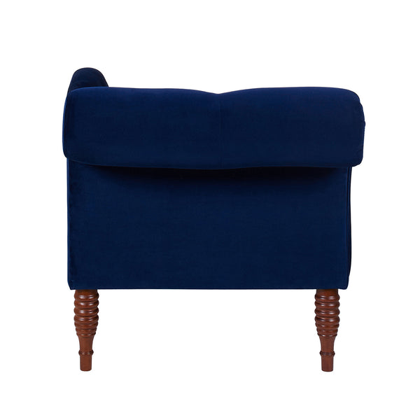 English Elm Jennifer Taylor Home - Samuel Tufted Roll Arm Chaise Lounge in Lux Velvet Upholstery with Kiln-Dried Hardwood Frame and Plush Support Navy Blue B2719P238291