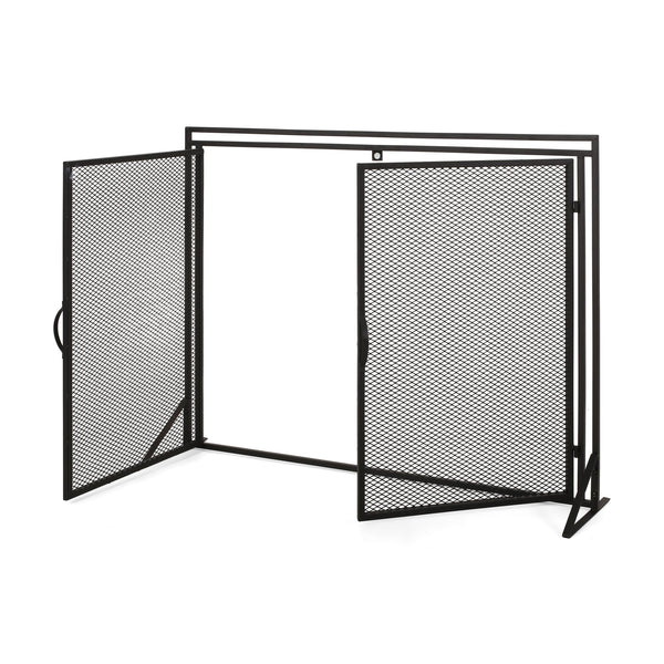 English Elm Christopher Knight Home® - FIREPLACE Samantha Iron Screen with Matte Finish, Handcrafted Mesh Guard, Dual Doors & Sleek Frame Black 67721.00