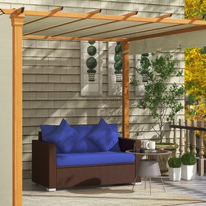 English Elm Outsunny Stylish 2-Seat Wicker Loveseat With Cushions & Throw Pillows For Outdoor Comfort & Durability W2225P217677-GIGA