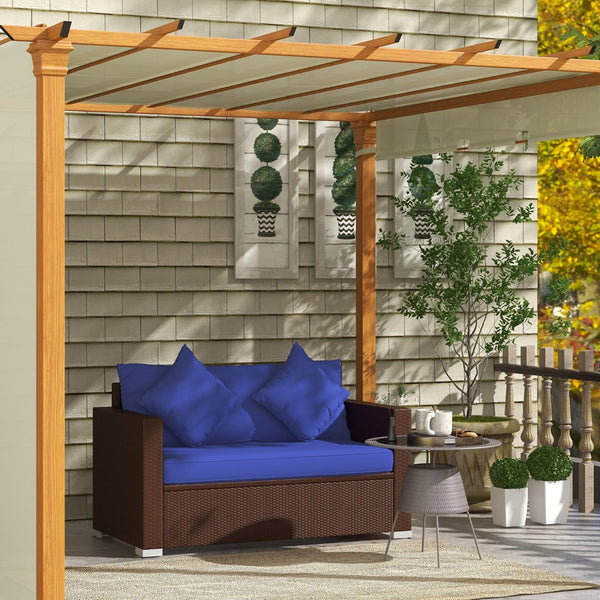 English Elm Outsunny Stylish 2-Seat Wicker Loveseat With Cushions & Throw Pillows For Outdoor Comfort & Durability W2225P217677-GIGA