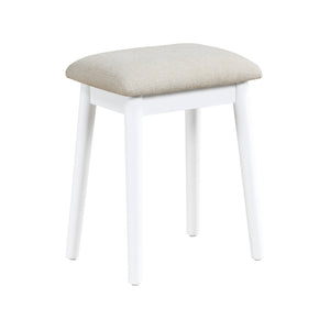 English Elm Beautiful LED Vanity Dresser with Touch Mirror and Padded Stool, Luxe Wood Finish, Brass Pulls, Storage White 33.75 L x 21.75 W x 13.25 H B011P347851