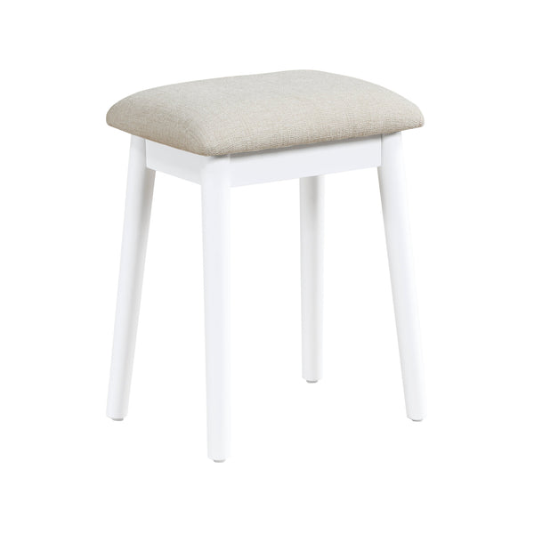 English Elm Beautiful LED Vanity Dresser with Touch Mirror and Padded Stool, Luxe Wood Finish, Brass Pulls, Storage White 33.75 L x 21.75 W x 13.25 H B011P347851