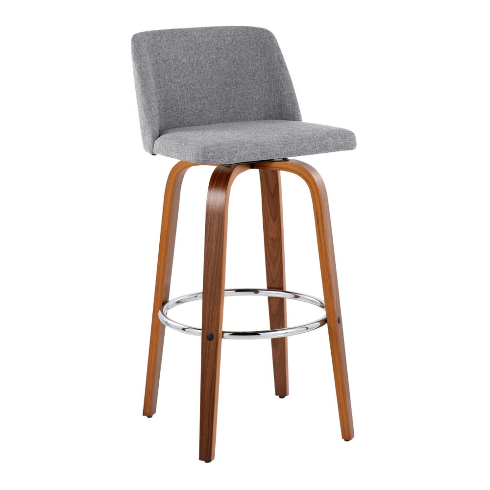 English Elm Toriano 30" Mid-Century Modern Barstool Set Of 2 - Stylish Swivel Design With Walnut & Grey Fabric B202S00675-GIGA