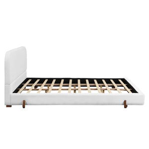 English Elm Unique White Fabric Upholstered California King Bed with Solid Rubberwood Legs N769C460502W