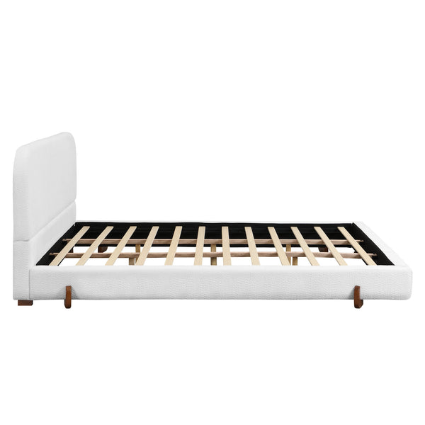 English Elm Unique White Fabric Upholstered California King Bed with Solid Rubberwood Legs N769C460502W