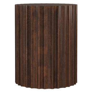 English Elm Rolf Solid Mango Wood Fluted Round Side Table Sculptural Walnut Accent Piece B136P420276