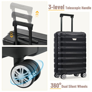 English Elm Hardshell 3 Piece Travel Set with Spinner Wheels Abs Pc Suitcase for Easy Airport Rolling N730P245304B