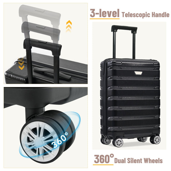 English Elm Hardshell 3 Piece Travel Set with Spinner Wheels Abs Pc Suitcase for Easy Airport Rolling N730P245304B