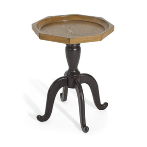 English Elm Christopher Knight Home® - End Table French Country Black & Natural Octagonal Lipped Top with Ornate Spider Leg Base, 25" H N771P328546B