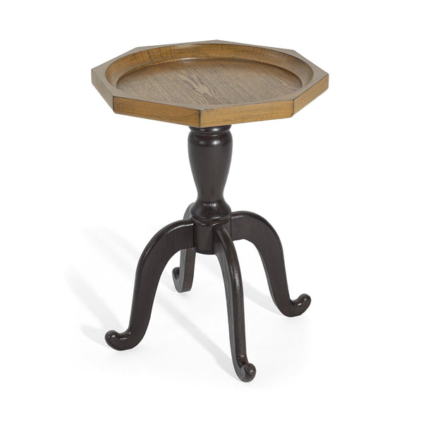 English Elm Christopher Knight Home® - End Table French Country Black & Natural Octagonal Lipped Top with Ornate Spider Leg Base, 25" H N771P328546B