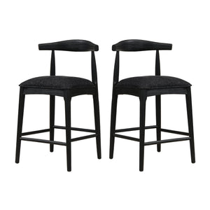 English Elm Christopher Knight Home® - COUNTER Ladder Back Farmhouse Counter Stool Set of 2 with Upholstered Seats and Tapered Rubberwood Legs Black N771P339881H