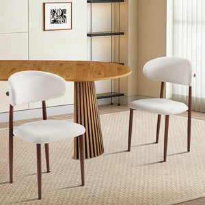 English Elm Dining Chairs Set of Two with Linen Cushions and Iron Legs for Farmhouse Kitchens Beige,Walnut W3590P457160